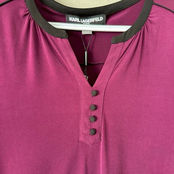 Karl Lagerfeld Purple Blouse with Black Accents NWOT - Picture 2 of 6